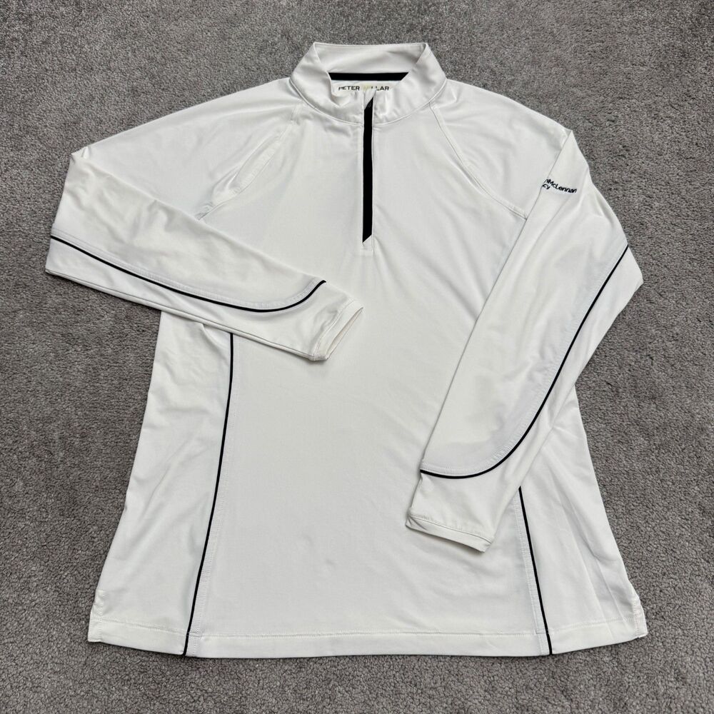 Peter Millar 1/4 Zip Golf Pullover Jacket Womens Medium White Stretch UPF 50